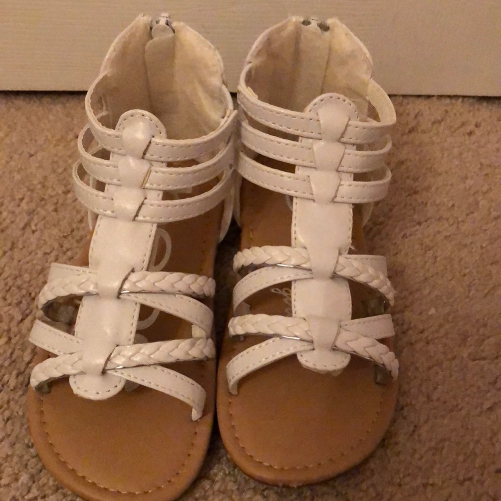 Bebe girls gladiator white sandals size 9